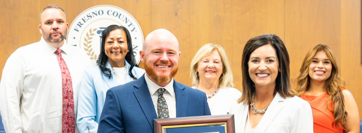 July Employee of the Month with Superintendent and Board